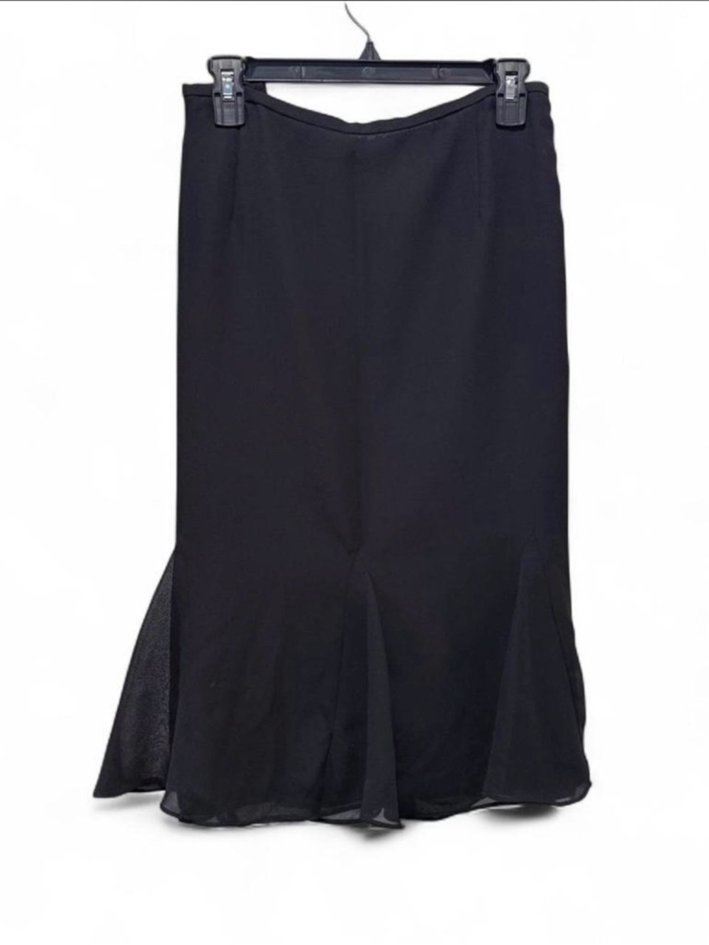 Chic Black Midi Flared Hem Skirt